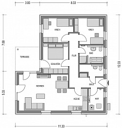 Grundriss mit Möbelierung